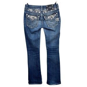 Miss Me Jeans Size 25 Signature Low Rise Slim Boot Flap Pocket Rhinestones
